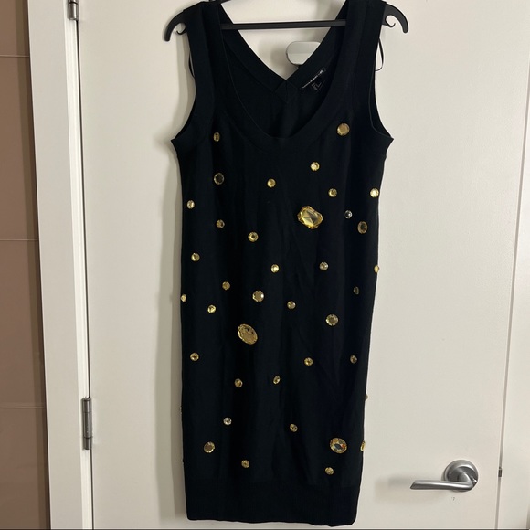 SONIA RYKIEL H&M RARE BLACK COTTON JEWEL PARTY DRESS SMALL - Picture 3 of 6